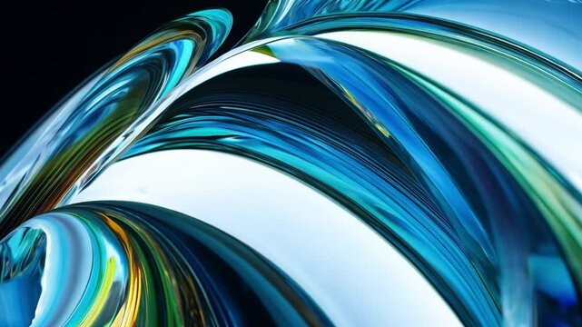 Abstract glass swirling and reflecting light