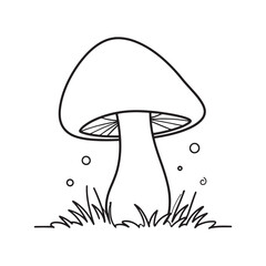 Mushroom Line Art Vector, Black and White Mushroom Illustrations.