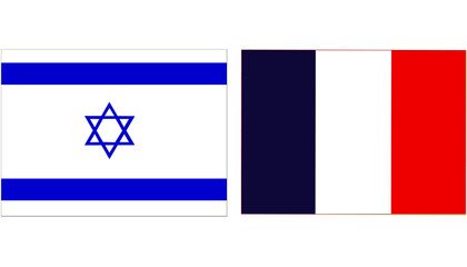 Israel Official flag with France national flag, both countries flags are in Rectangular shape and isolated on white background
Horizontal colorful design Flag with together
Israelis
