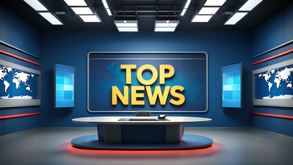 Modern television news studio set design