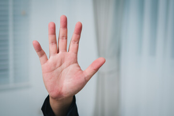 Business hand gesture for communication office setting professional environment close-up view conceptual