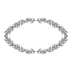 Elegant decorative botanical oval floral frame