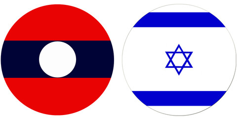 Laos Official flag with Israel national flag, both countries flags are in Round shape and isolated on white background
Circular colorful design Flag with together.
Israelis