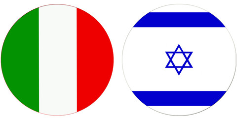Italy Official flag with Israel national flag, both countries flags are in Round shape and isolated on white background
Circular colorful design Flag with together.
Israelis