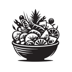 Black Ceviche Silhouette Vector, High Quality Illustration on White Background