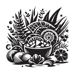 Black Ceviche Silhouette Vector, High Quality Illustration on White Background