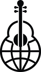 Minimalist vector illustration depicting an acoustic guitar silhouette with transparent background