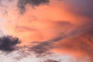 A sunset sky with soft clouds.