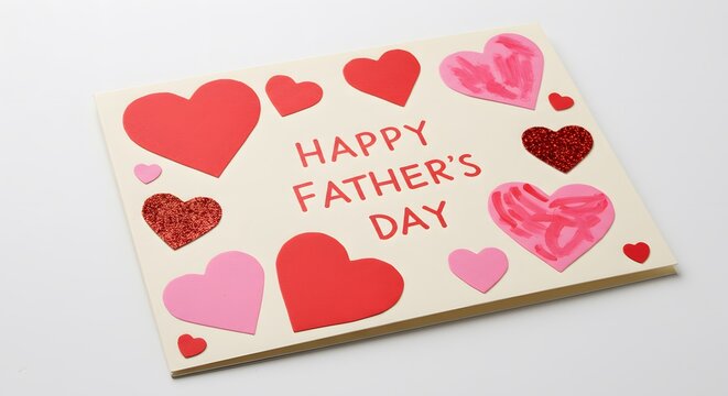 Handmade Father’s Day Card Decorated with Hearts and Love Message