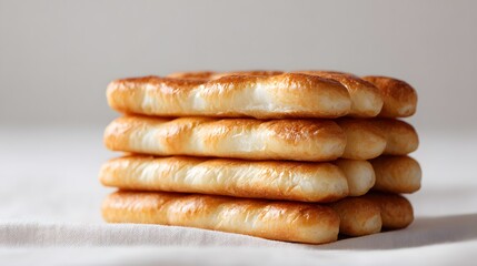A stack of freshly baked breadsticks ready to be enjoyed.