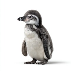 Adorable baby humboldt penguin isolated on white background
