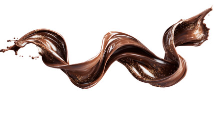 Flowing Chocolate Delight: A luscious swirl of liquid chocolate, captured in dynamic motion, showcasing its rich texture and tempting allure.