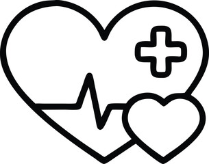 Professional black silhouette of a heart shape for medical logo design