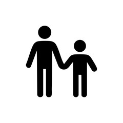 Minimalist vector illustration of a parent and child holding hands.

