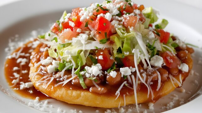 This image showcases a mouthwatering Mexican sope with fresh, vibrant toppings.