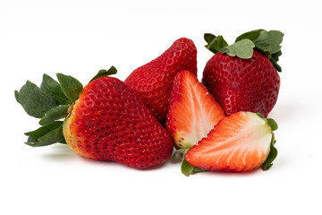 Group of strawberries on a white background
