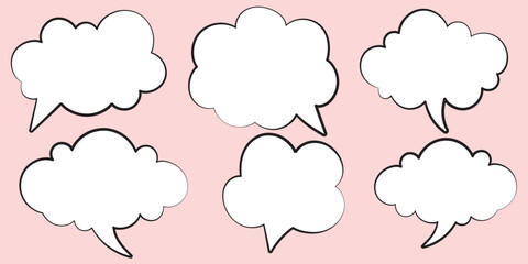 Speech Bubble set. Talk bubble. Blank empty vector white speech bubbles. Speak bubble text, cartoon chatting box, message box. Cartoon balloon word design.