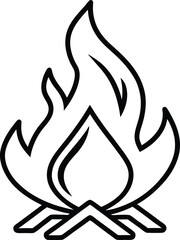 campfire icon line art vector illustration on transparent background
