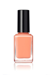 Bottle of Coral Nail Polish isolated on white backdrop