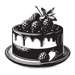 Black Cheesecake Silhouette Vector, High Quality Illustration on White Background