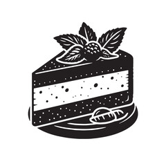 Black Cheesecake Silhouette Vector, High Quality Illustration on White Background