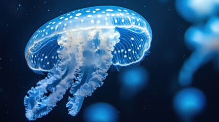 Jellyfish in deep blue sea