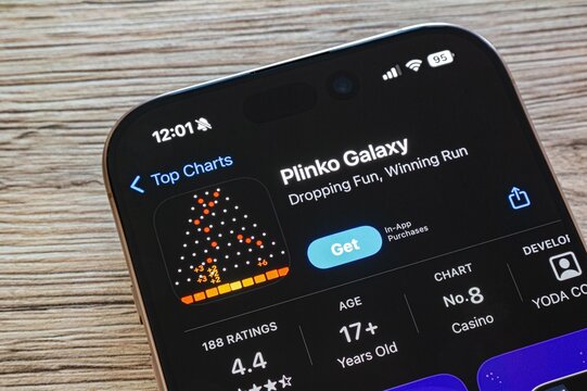 Apple app store with Plinko Galaxy virtual casino mobile application