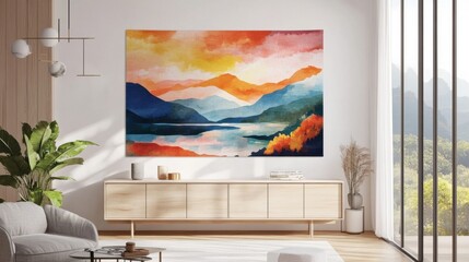 Mountain view in living room