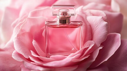 Perfume on rose petals