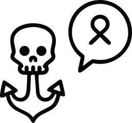 Stylized silhouette of a pirate's ship and related themed illustrations with transparency