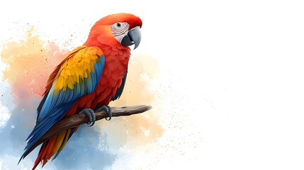 Obraz premium Vibrant parrot perched on an invisible branch