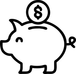 dividend vector outline icon on white or transparent background	