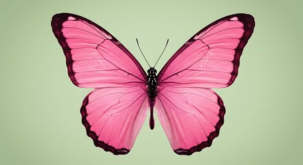 pink butterfly on green background