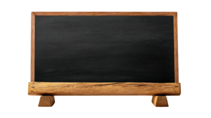 Empty Blackboard: A classic, empty blackboard stands ready, framed in rustic wood, a blank canvas awaiting the strokes of creativity and ideas. A symbol of education and communication.