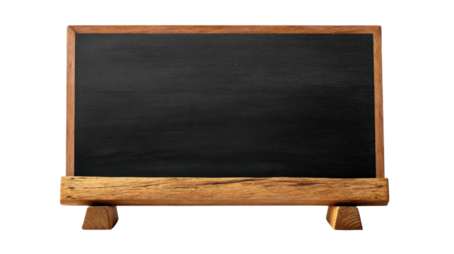 Empty Blackboard: A classic, empty blackboard stands ready, framed in rustic wood, a blank canvas awaiting the strokes of creativity and ideas. A symbol of education and communication. - Powered by Adobe