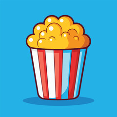 Floating Popcorn &ndash; Cartoon Vector Icon Illustration, Food and Snack Concept Isolated in Flat Style

