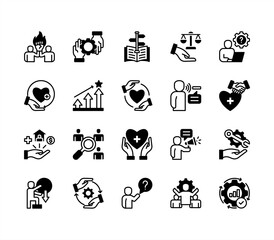 Help and support icon collection set. Containing assistance, service, aid, desk, guidance, relief, backing icon. Simple line vector.