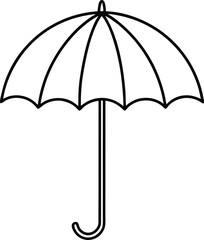 umbrella icon line art vector illustration on transparent background