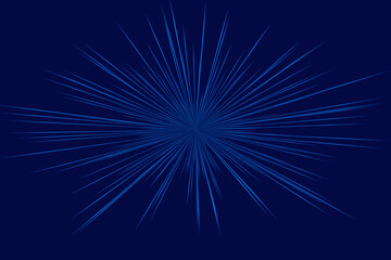 Blue radial light burst on a dark navy background