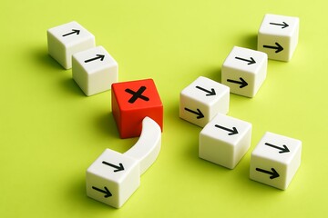 Strategic Decision Making Navigating Complex Choices and Uncertain Outcomes; A Visual Metaphor Illustrating the Critical Path to Success Amidst Multiple Options and Potential Pitfalls