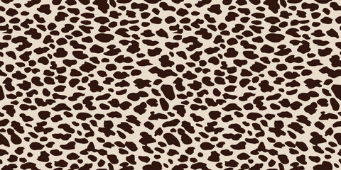 Seamless Abstract Leopard Pattern with Brown Spots on Beige Background