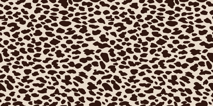Seamless Abstract Leopard Pattern with Brown Spots on Beige Background