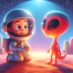 cartoon baby with an alien