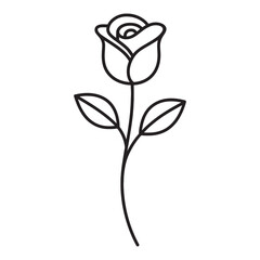 Elegant Line Art Rose Simple Flower Illustration