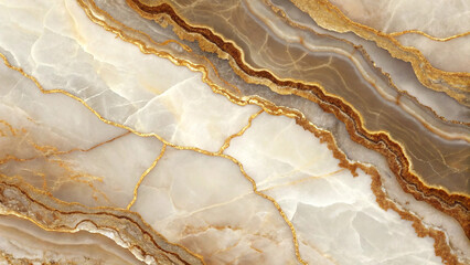 Elegant Gold and White Onyx Marble Texture - Detailed Natural Stone Surface