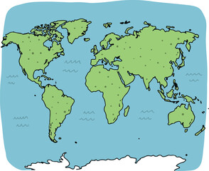 Obraz premium World Map Vector Illustration for Back-to-School Education Graphics