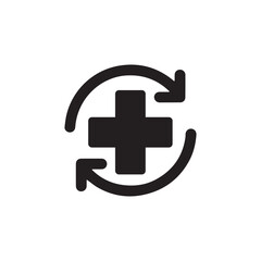 Fototapeta premium Medical Cross with Refresh Arrows Icon Vector – Healthcare Update Symbol