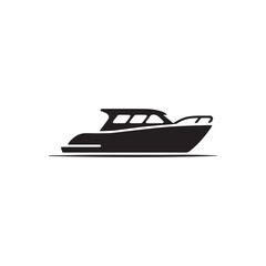 Luxury Yacht Silhouette Vector on White Background