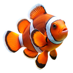 Vibrant orange clownfish isolated on a white background ai generated png