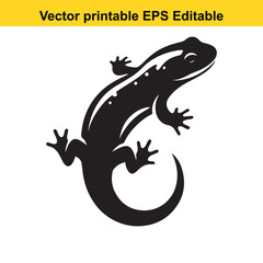 Vector illustration of a stylized black salamander silhouette